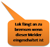 Toelichting met afgeronde rechthoek: Lok fngt an zu bremsen wenn dieser Melder eingeschaltet ist